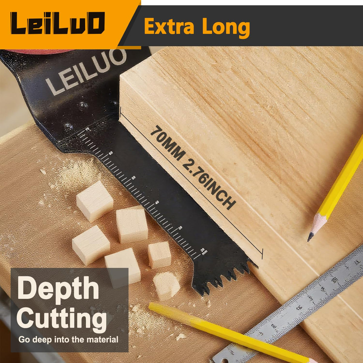 LEILUO 70mm Japanese Teeth Oscillating Blade Set - 15 Pcs CRV, Quick-Change