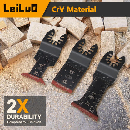 LEILUO 70mm Japanese Teeth Oscillating Blade Set - 15 Pcs CRV, Quick-Change