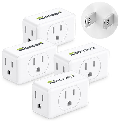 LENCENT 2 Prong to 3 Prong Outlet Adapter – Wall Plug Extender, 4 Pack