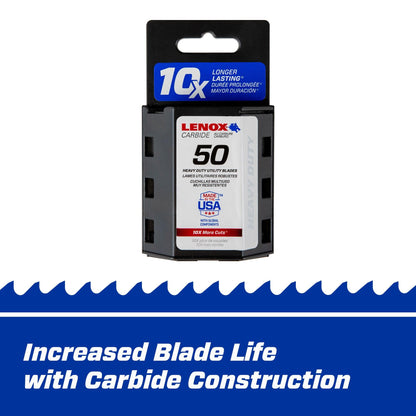 Lenox LXHT11800L Carbide Utility Replacement Blades – 50 Pack