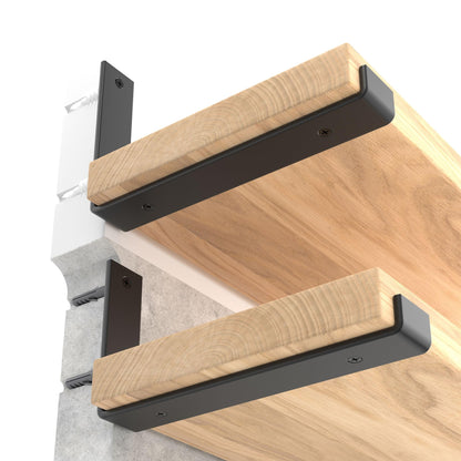 LEOPO 10-Inch Shelf Brackets (4-Pack) – Heavy Duty 5mm Thick Black Powder Coat