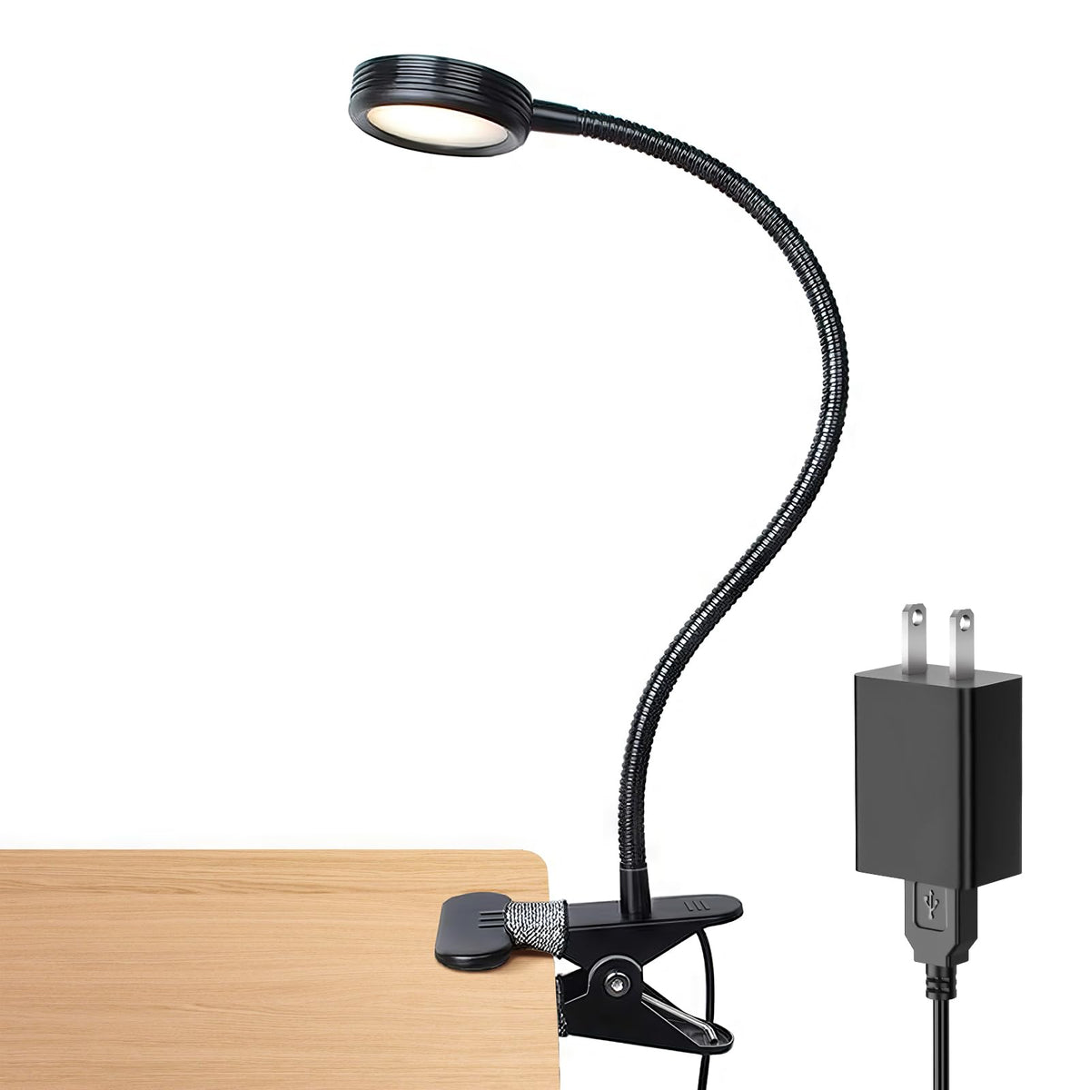 LEPOWER Clip-On Light - Adjustable Reading Lamp with Gooseneck and Adapter Included | Color Changeable