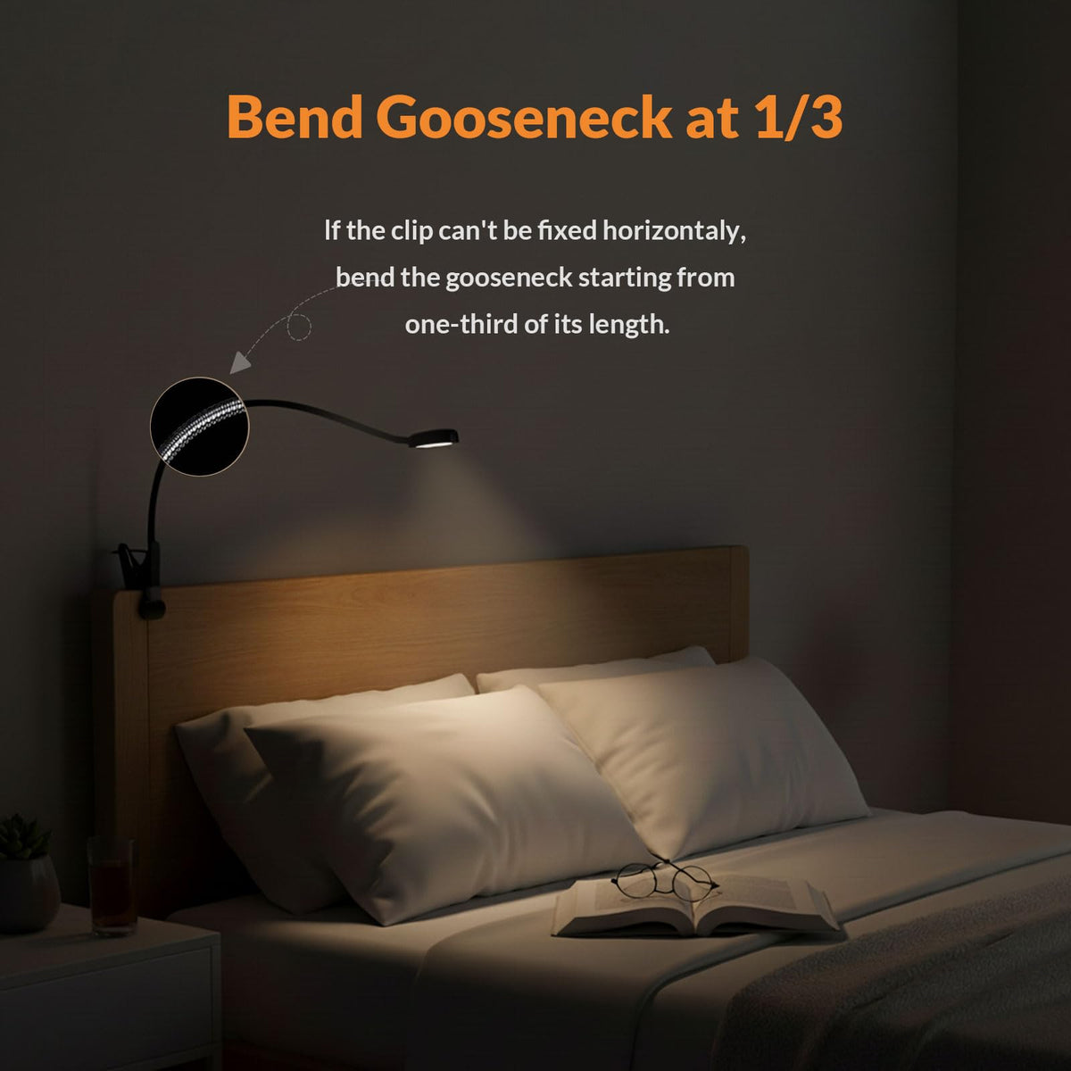 LEPOWER Clip-On Light - Adjustable Reading Lamp with Gooseneck and Adapter Included | Color Changeable
