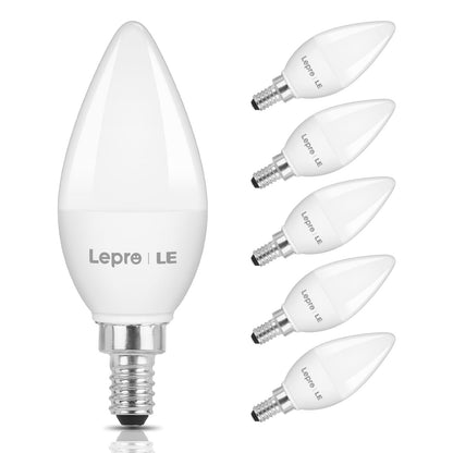 Lepro E12 LED Candelabra Bulbs – 5000K Daylight White, 5.5W, 6-Pack, E12 Base, 40W Equivalent