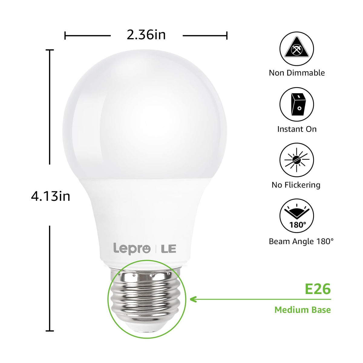 Lepro LED Light Bulbs – 9W, 60W Equivalent, Daylight 5000K, E26, 10-Count Pack