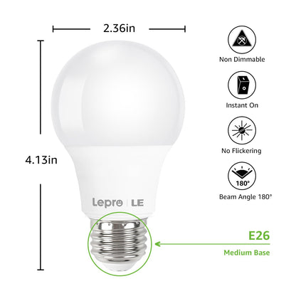Lepro LED Light Bulbs – 9W, 60W Equivalent, Daylight 5000K, E26, 10-Count Pack