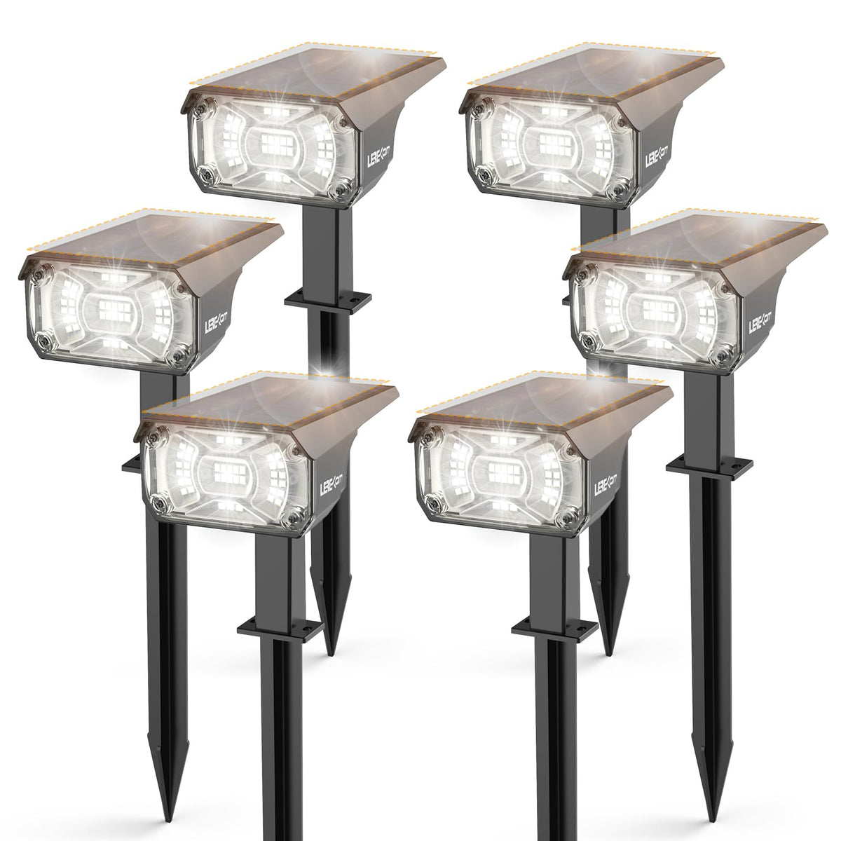 LEREKAM Solar Lights Outdoor – 40 LEDs, 3 Modes, USB & Solar Powered (6 Pack)
