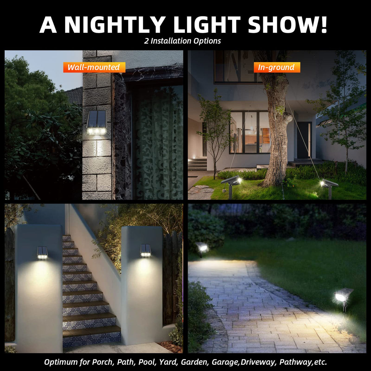LEREKAM Solar Lights Outdoor – 40 LEDs, 3 Modes, USB & Solar Powered (6 Pack)