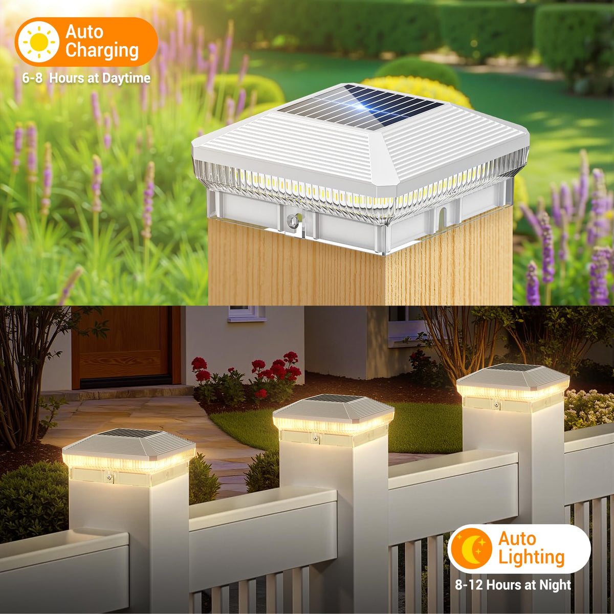 LETMY 12 Pack Solar Post Cap Lights for 4x4 Posts – 40 LEDs, 3 Modes