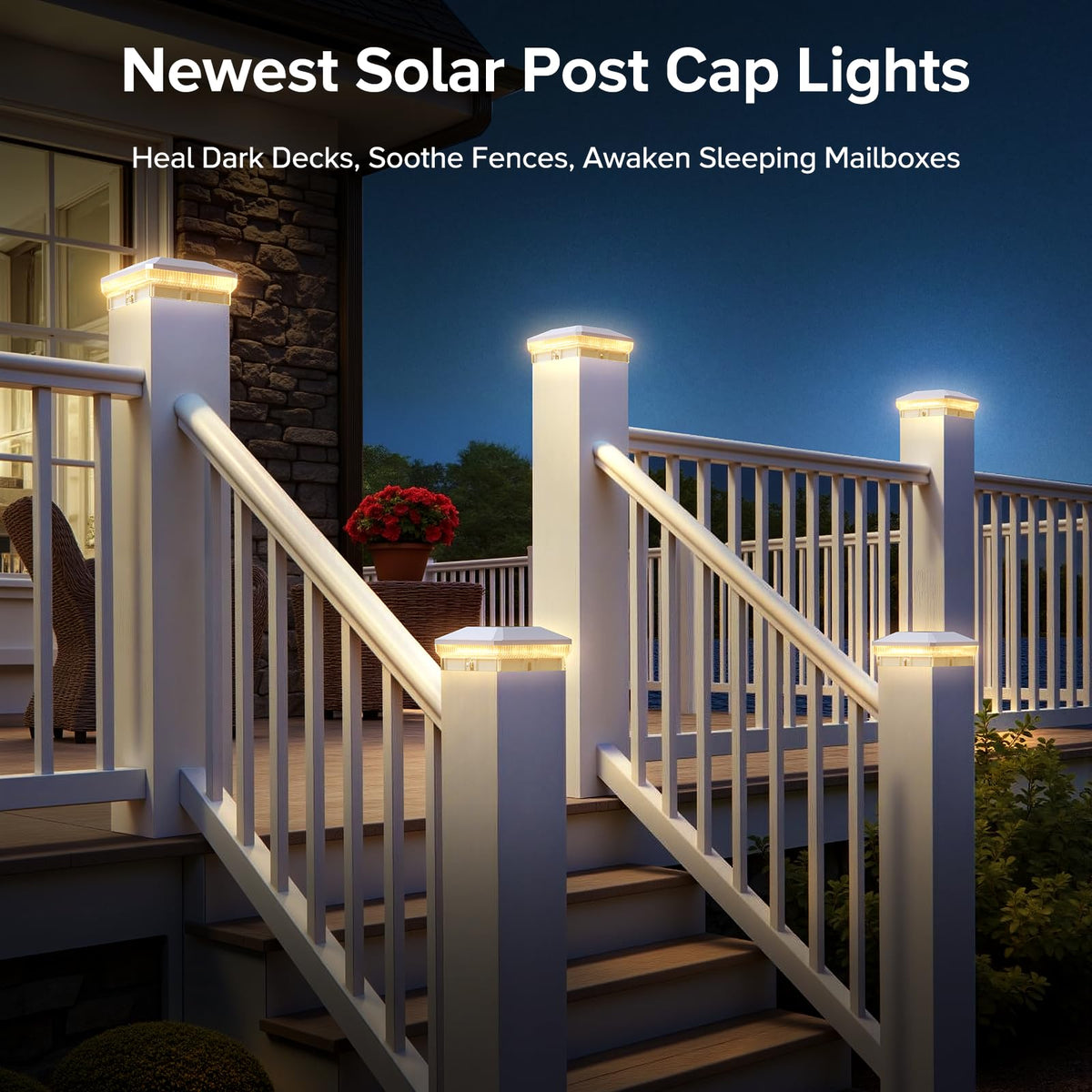 LETMY 12 Pack Solar Post Cap Lights for 4x4 Posts – 40 LEDs, 3 Modes