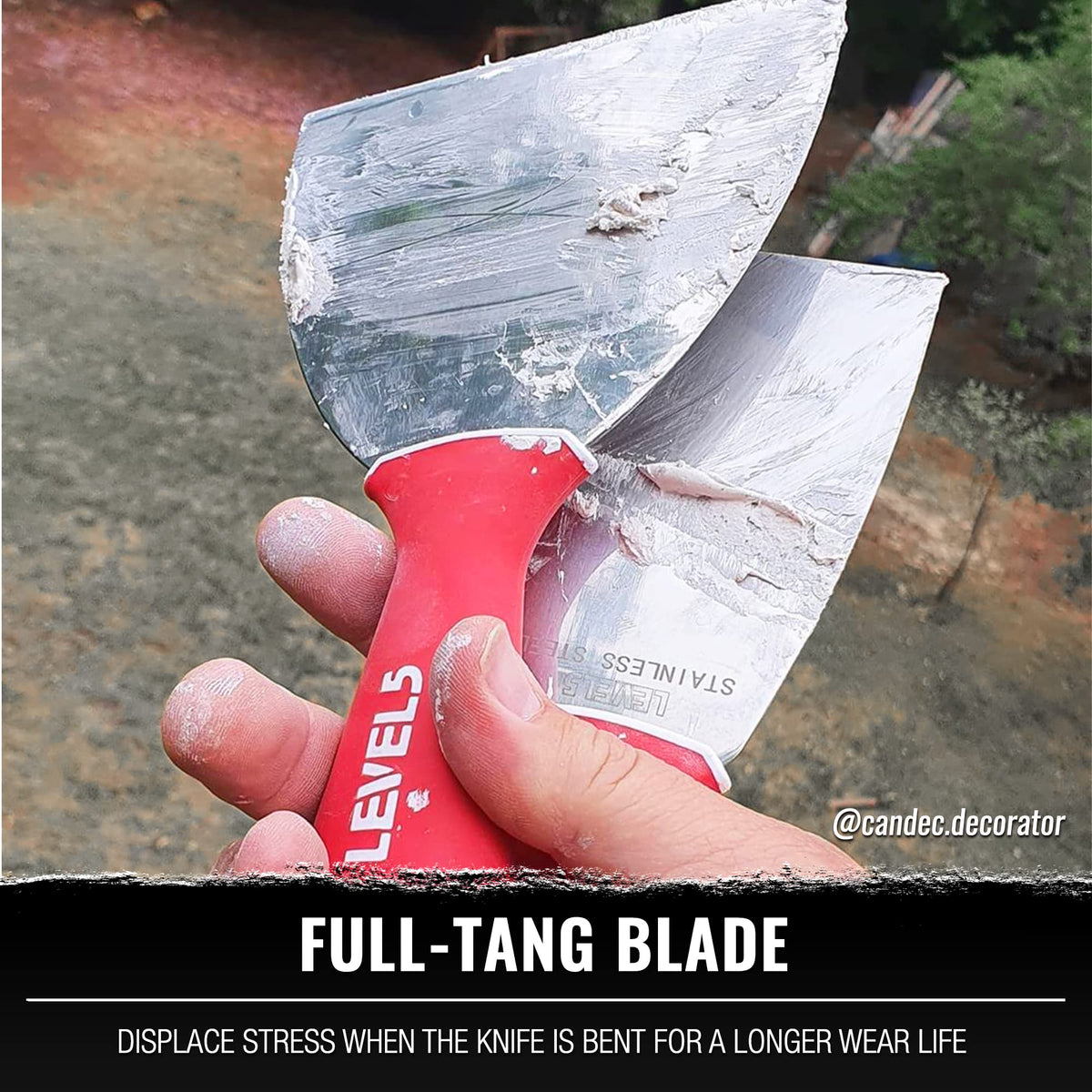 LEVEL5 8-Inch Soft-Grip Stainless Drywall Knife – Pro-Grade Finishing Tool