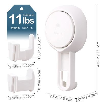 LEVERLOC Heavy Duty Suction Cup Shower Hooks 4 Pack – Damage-Free White