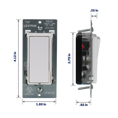 Leviton Decora Slide LED Advanced Dimmer Switch DSL01-LW – 150W, White