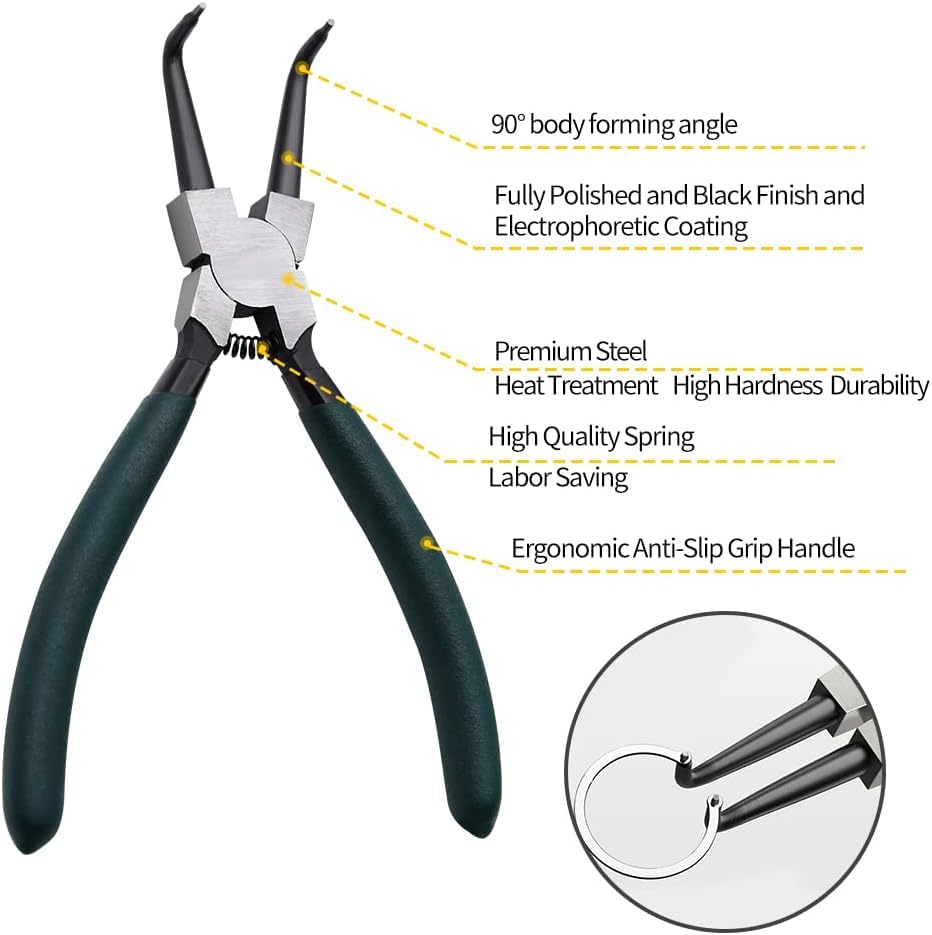 LFSEMINI 4-Piece 7-inch Snap Ring Pliers with Storage Pouch