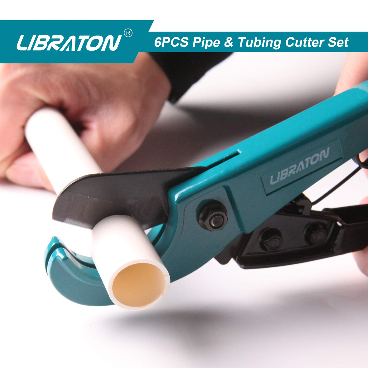 LIBRATON Pex Cutter 1-1/4 Inch Pipe Cutter with PTFE Tape Set | Versatile Plastic Tubing Tool