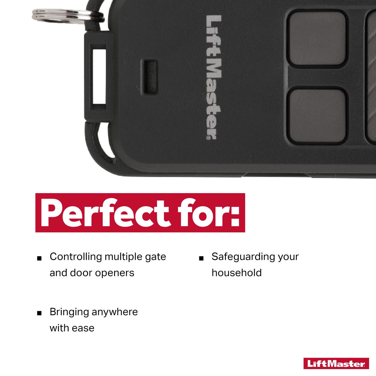 LiftMaster 890MAX Security+ 3-Button Mini Remote – Garage Door & Gate Control