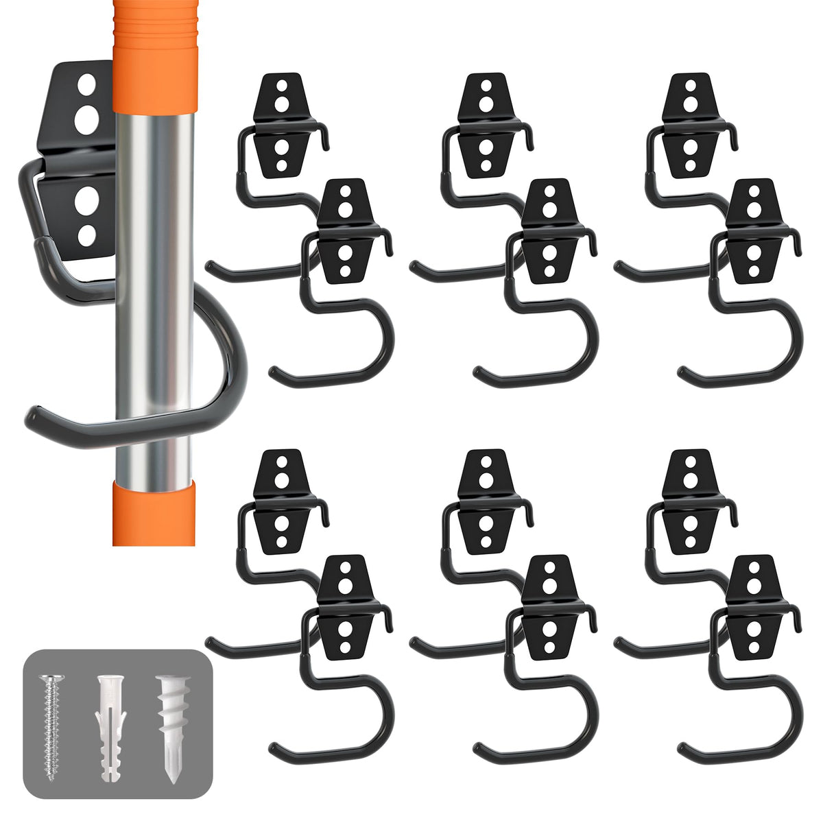 LIGHT DUST Broom Holder Wall Mount – 12 Pack Heavy-Duty Tool Hangers