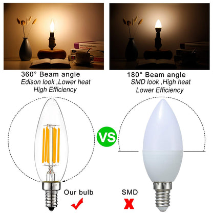 LiteHistory Dimmable B10 LED Bulb 6W – 60W Equal, 2700K, 600lm, 6 Pack