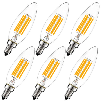 LiteHistory Dimmable B10 LED Bulb 6W – 60W Equal, 2700K, 600lm, 6 Pack