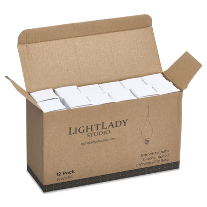 LightLady Studio Silicone Candle Bulbs 7W – 12 Pack, E12 Candelabra