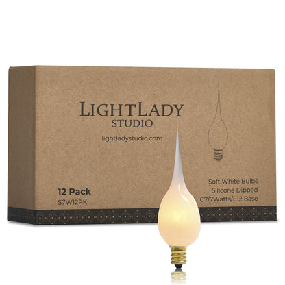 LightLady Studio Silicone Candle Bulbs 7W – 12 Pack, E12 Candelabra