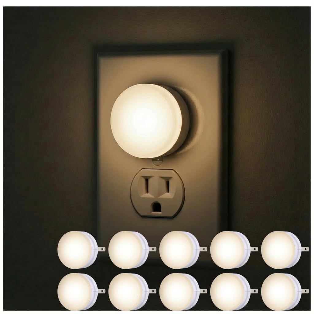 Lights by Night LED GLO Dot Night Lights – 10-Pack, Dusk-to-Dawn Sensor