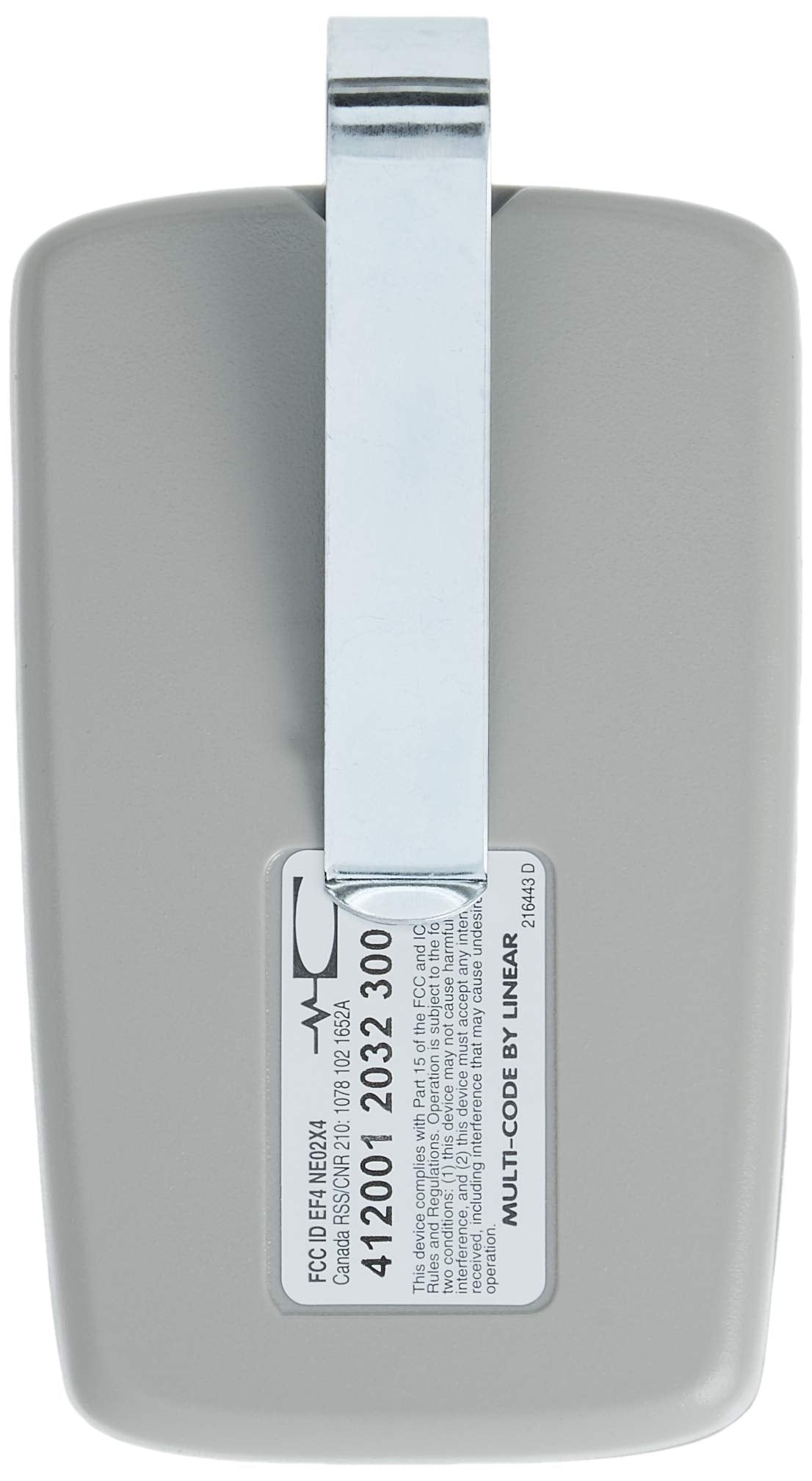 Linear MCS412001 Multi-Code 2-Channel Visor Transmitter — Soft Gray