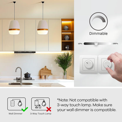 Linkind A19 LED Light Bulbs – 60W Equivalent, Dimmable, 4000K Cool White, 9W, E26 Base, 6 Pack