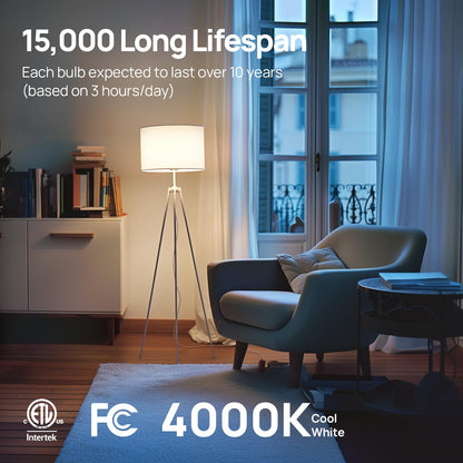 Linkind A19 LED Light Bulbs – 60W Equivalent, Dimmable, 4000K Cool White, 9W, E26 Base, 6 Pack