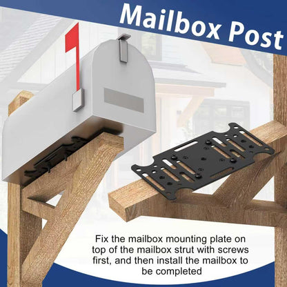 Linone Mailbox Mounting Plate — Heavy-Duty Post Mount Bracket (Black)
