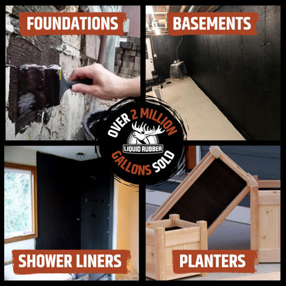 Liquid Rubber Basement & Foundation Repair Sealant — Waterproof Concrete Sealer & Crack Filler (2.5 Gal, Black)