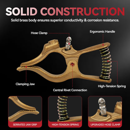 LISSAM T-Style 400A Brass Ground Clamp for MIG TIG ARC Welders