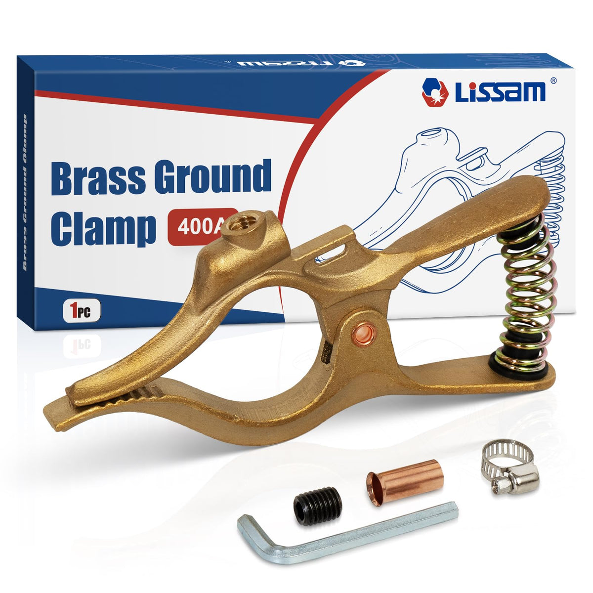 LISSAM T-Style 400A Brass Ground Clamp for MIG TIG ARC Welders