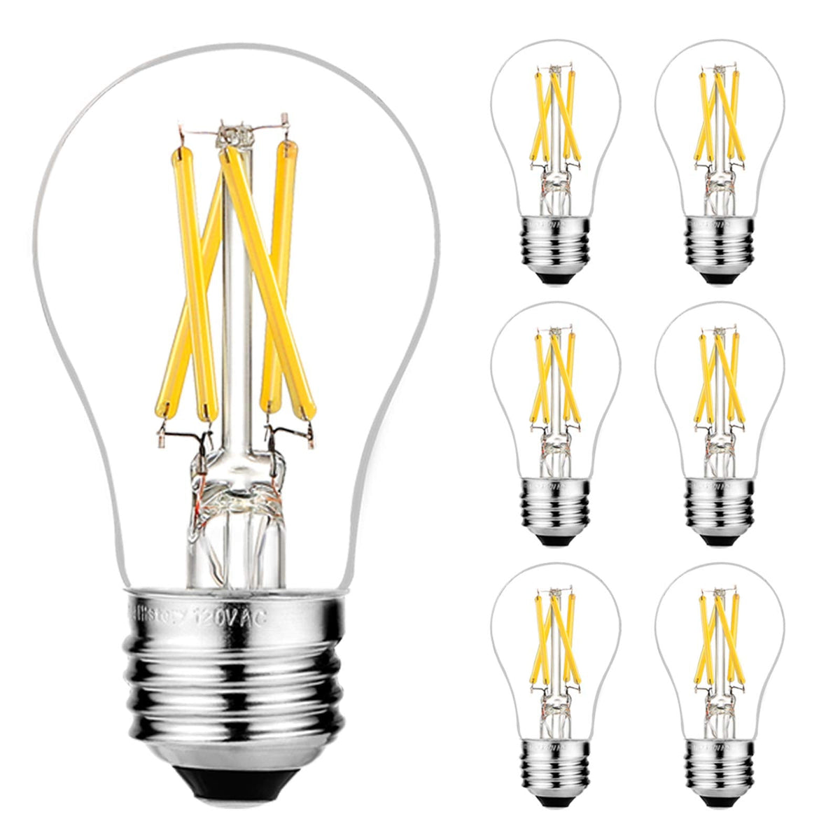 LiteHistory E26 Edison Bulb 6W=60W, Dimmable Daylight 5000K, 600lm, 6 Pack