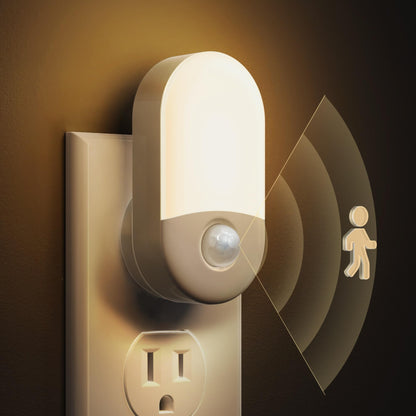 LOHAS LED Motion Sensor Night Light 4-Pack — 3000K Warm White, Auto/On/Off Modes