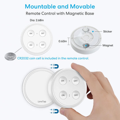 LoraTap Mini Remote Control Outlet Plug — 656ft Range, 2 Outlets, No Wiring