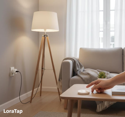 LoraTap Mini Remote Outlet Plug Adapter — 656ft Range, 10A/1100W, No Hub Required