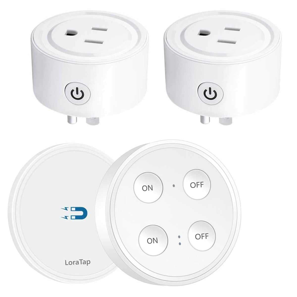 LoraTap Mini Remote Control Outlet Plug — 656ft Range, 2 Outlets, No Wiring