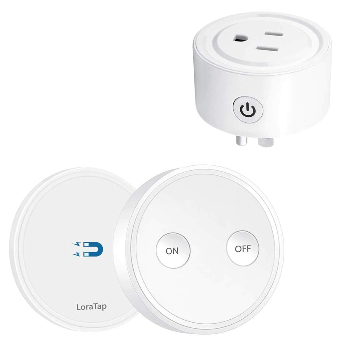 LoraTap Mini Remote Outlet Plug Adapter — 656ft Range, 10A/1100W, No Hub Required