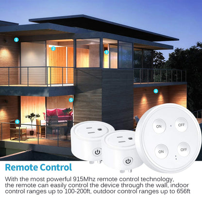 LoraTap Mini Remote Control Outlet Plug — 656ft Range, 2 Outlets, No Wiring