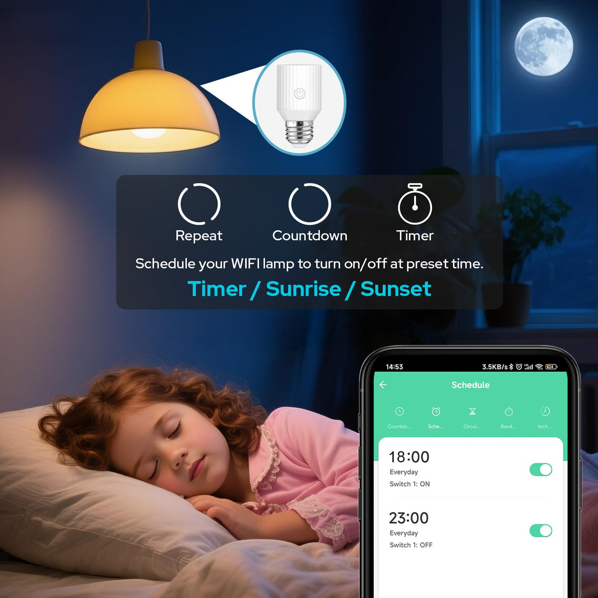 LoraTap Smart Wi-Fi Light Socket Adapter (2 Pack) – Alexa/Google, App Control, Timers, 60W, E26/E27