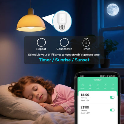 LoraTap Smart Wi-Fi Light Socket Adapter (2 Pack) – Alexa/Google, App Control, Timers, 60W, E26/E27