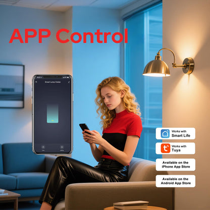 LoraTap Smart Wi-Fi Light Socket Adapter (2 Pack) – Alexa/Google, App Control, Timers, 60W, E26/E27