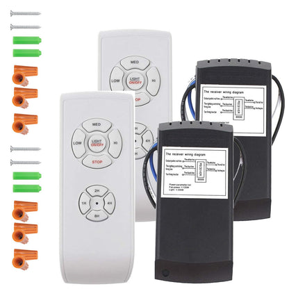 LPHUMEX 2 Pack AC Motor Ceiling Fan Remote Kit - 3-in-1 Speed, Light & Timer
