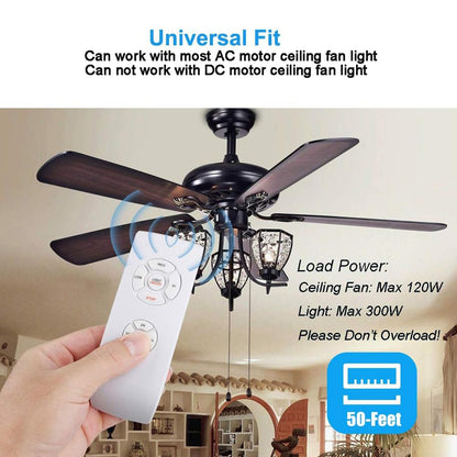 LPHUMEX 2 Pack AC Motor Ceiling Fan Remote Kit - 3-in-1 Speed, Light & Timer
