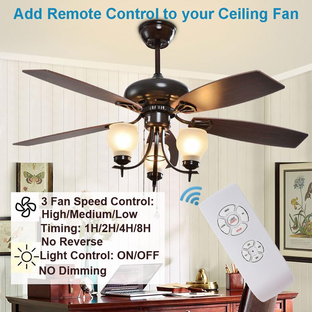 LPHUMEX 2 Pack Universal Ceiling Fan Remote Control Kit – Small Receiver, Light & Timing, Works with Harbor Breeze, Westinghouse & More