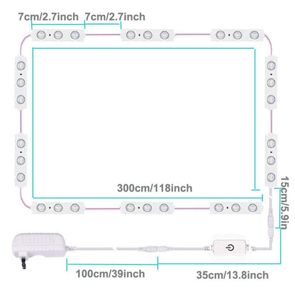 LPHUMEX Led Vanity Mirror Lights – Hollywood Style, 10ft Dimmable LED Strip