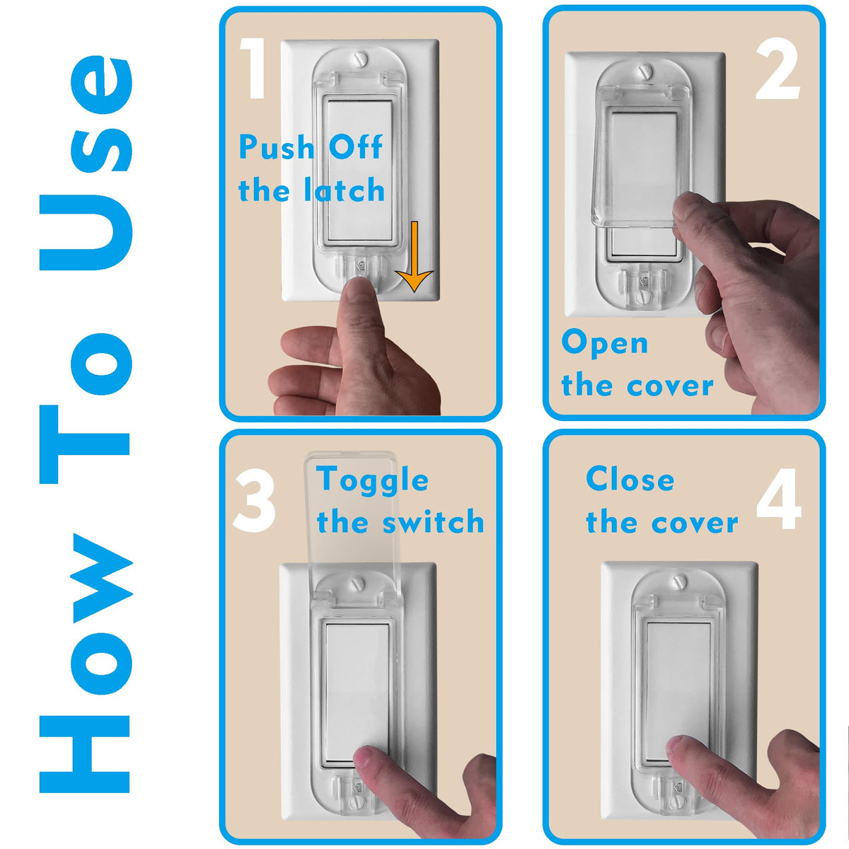 LRANFOW 4 Light Switch Guard Cover – Baby Proof Rocker Switch Protection