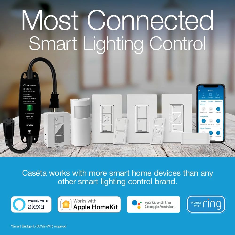 Caseta Original Smart Light Switch Kit with Hub — Works with Alexa, HomeKit, Google