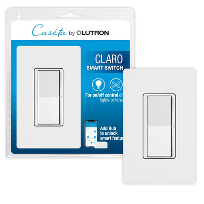 Lutron Claro Smart Switch for Caseta – 5A, Neutral Required, White DVRFW-5NS-WH-A